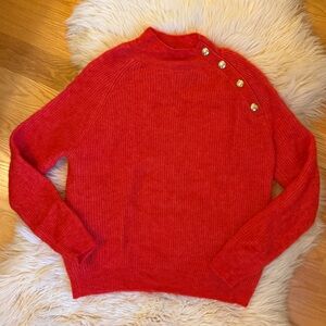 Sezane Red Cowl Neck Sweater